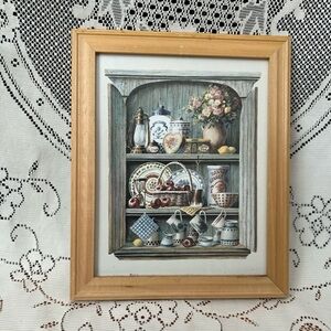 Cottagecore Country Shelf Kitchen Wall Art Print in Wood Frame